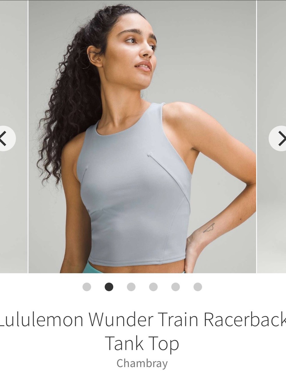 Lululemon Wunder Train Racerback Tank Top Chambray size 8